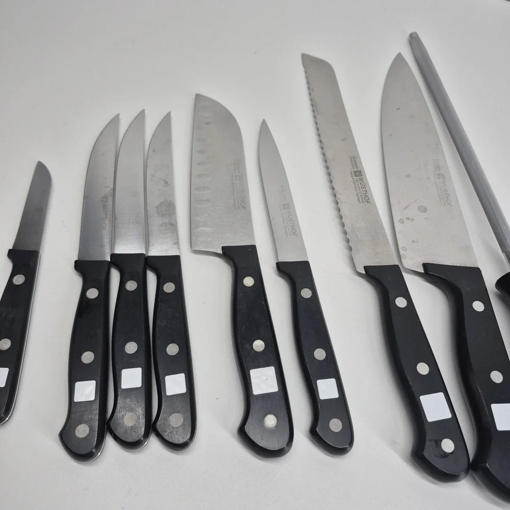 9 Wusthof Gourmet Knife Lot With Sharpener 8 Knives